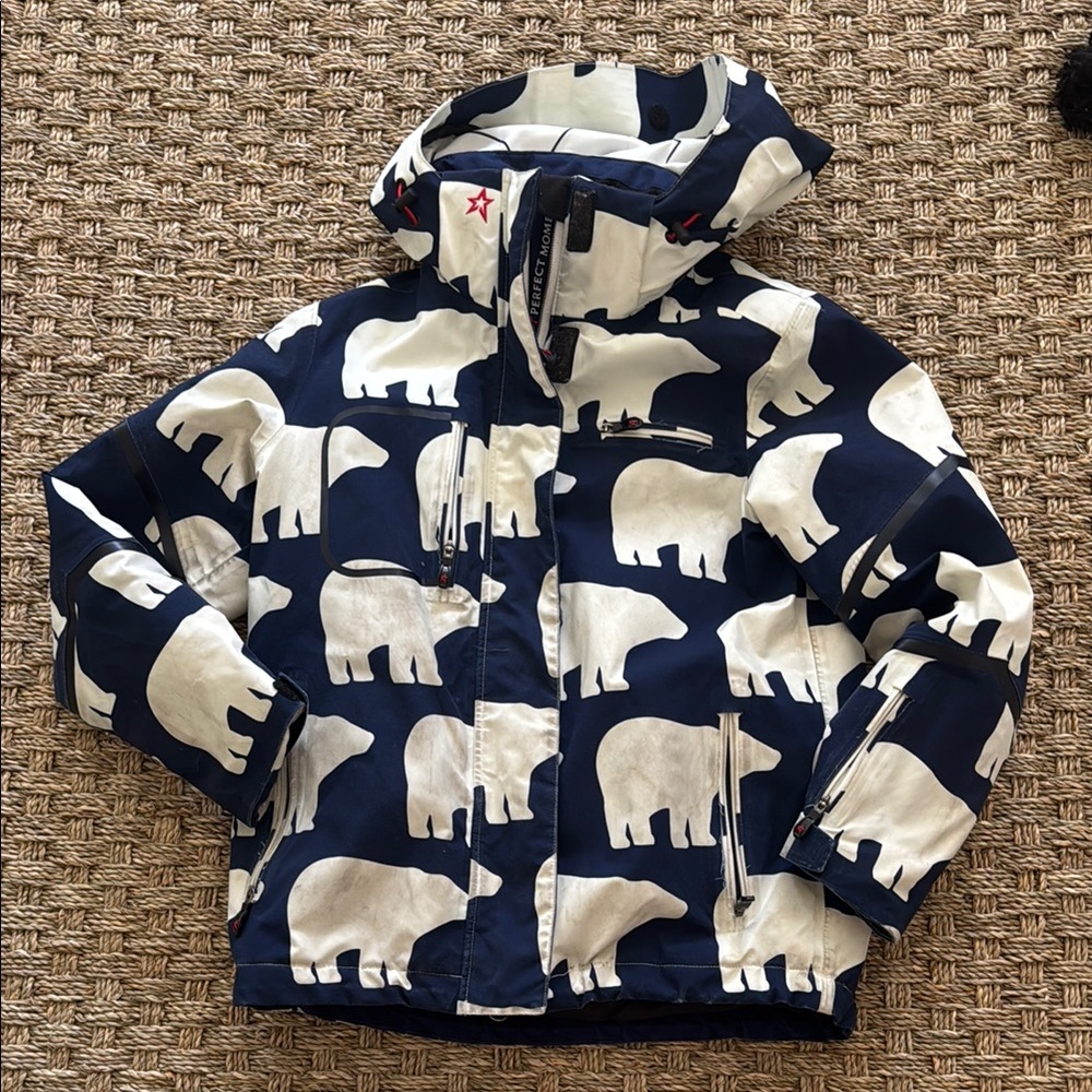 Perfect Moment Kids Jacket - Navy and White Polar Bear Print